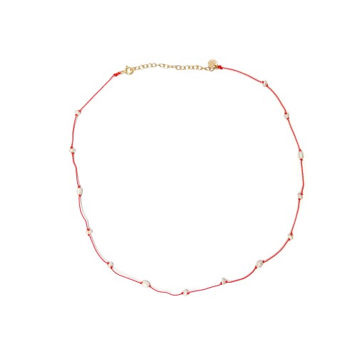 Collier section rouge et perles d'eau douce