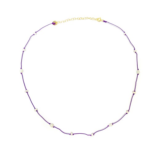 Collier section violet et perles d'eau douce