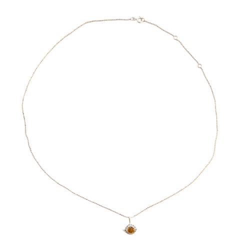 Collier en argent et œil en citrine et saphir