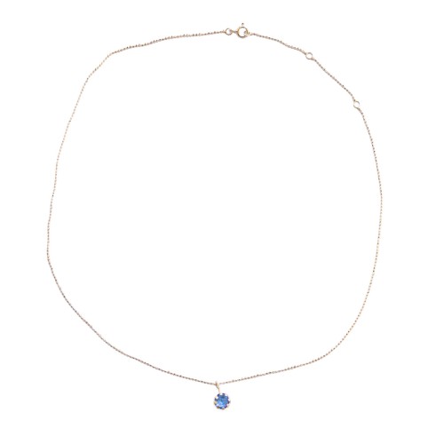 Silver necklace with sapphire smiley fac