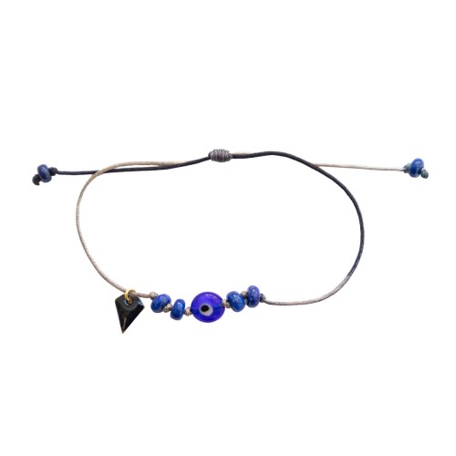 Bracelet porte bonheur avec œil bleu et apizlazuli