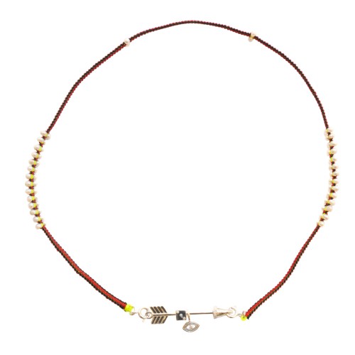 RED and GREEN Scoubidou necklace WITH  silver arrow