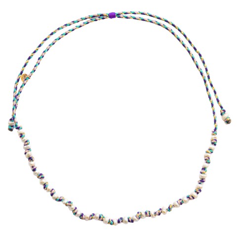 NATURAL FRESHWATER PEARL NECKLACE PURPLE TURQUOISE /GOLD