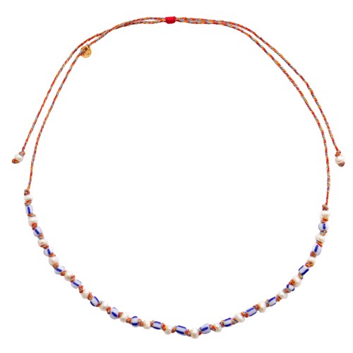 NATURAL FRESHWATER PEARL NECKLACE AND BLUE AFRICAN PEARMS