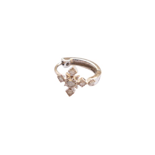 B.O CRÉOLE CROSS OR BLANC 14K
