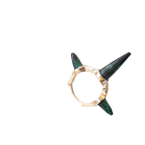 SILVER  PUNKY EARRING MALACHITE