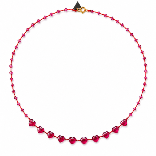 Collier coeur facette en rubis