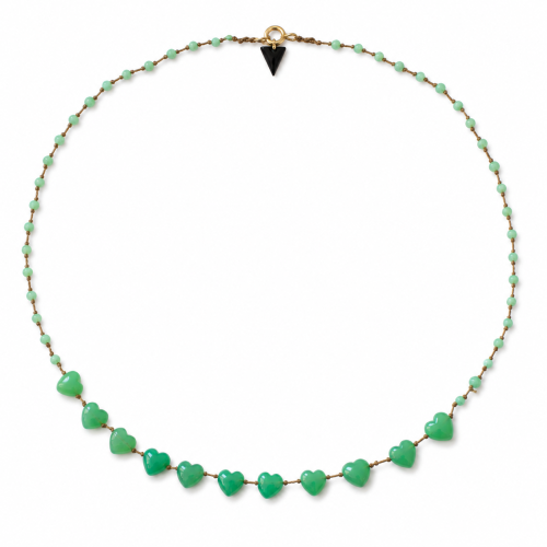 Collier coeur facette en chrysoprase