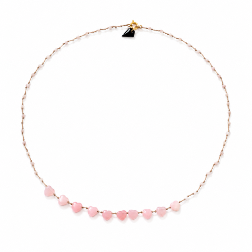 Collier coeur facette en Opale rose