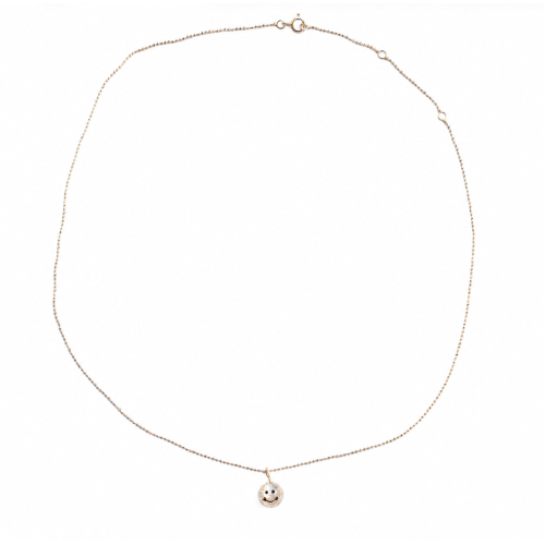 Silver necklace with sapphire smiley fac