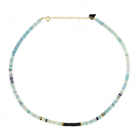 Puka fluorite and onyx necklace