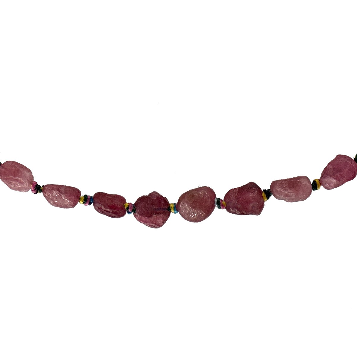 Sautoir Long En Pierres Translucides Roses Et Marron - Neuf Sans Emballage, Pièce Unique