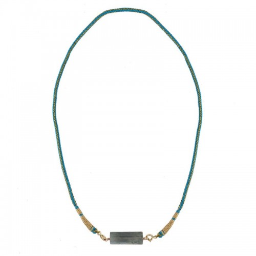 ROLLA BOLLA LABRADORITE ET CORDON TISSÉ TURQUOISE