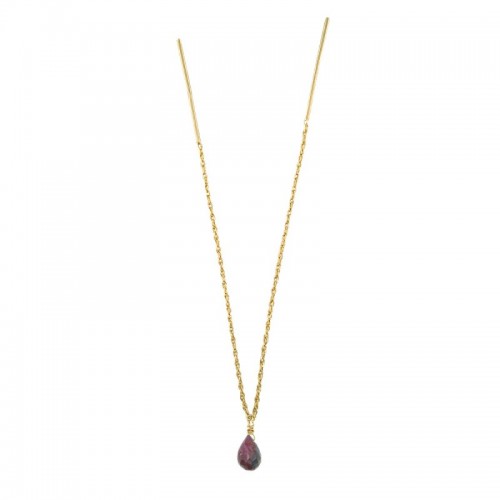 B.O. CHAINE DOUBLE RUBIS ZOISITE GOUTTE