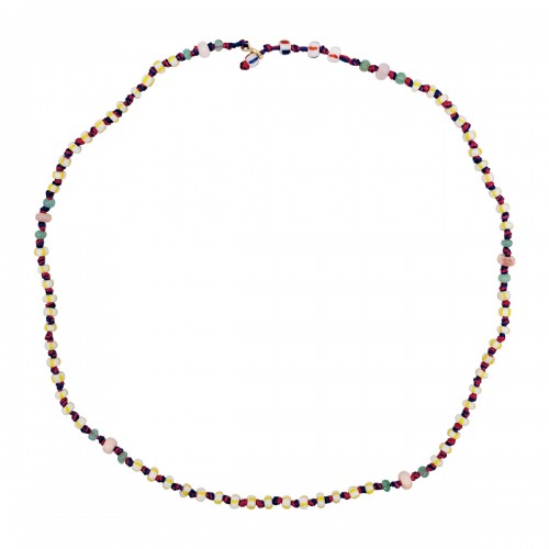 COLLIER CANDIES IN JAUNE AFRICAN PERLES AND WHITE