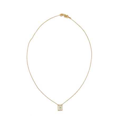 Cage necklace with turquoise and diamond