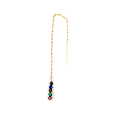 EARRING CHAIN COURT AND PENDENTIF SAPHIR MULTICOLORE DARK