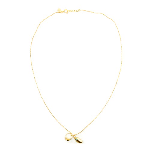 Necklace-Bean-Chevalière-Turquoise-diamant-Plate gold