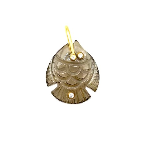 Pendentif fish quartz fumé