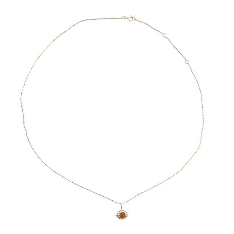 Collier en argent et œil en citrine et saphir