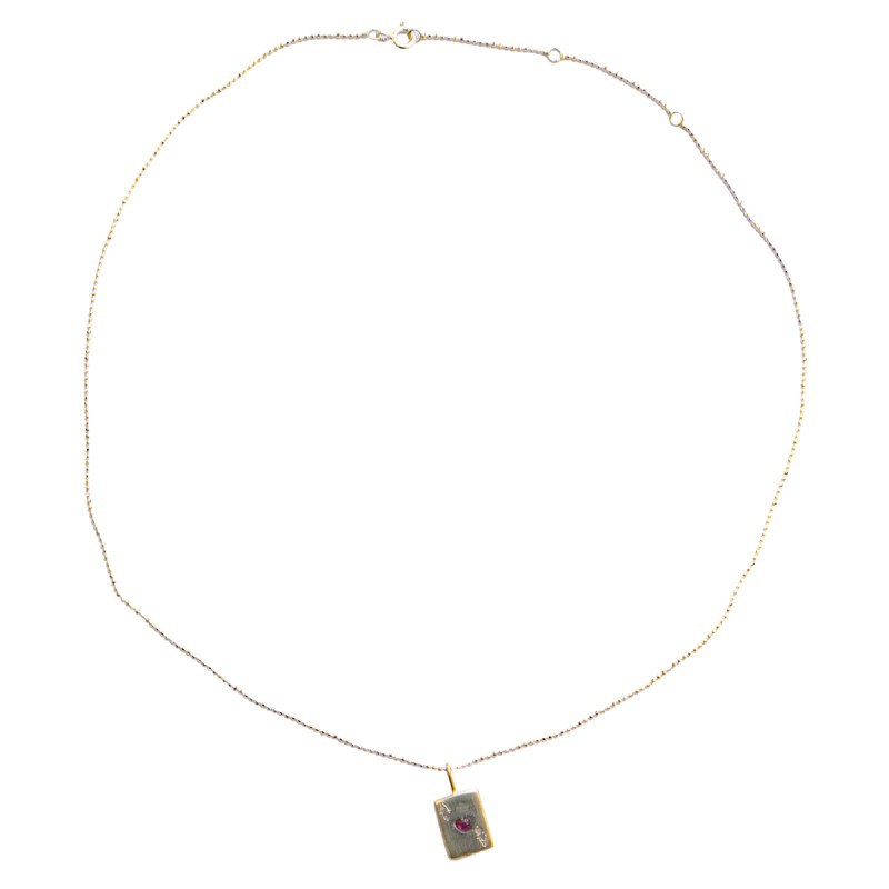 Collier en argent et carte en rubis