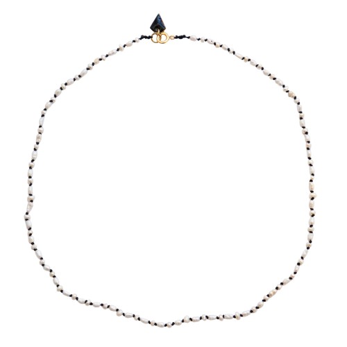 Freshwater pearl candy necklace on black thread