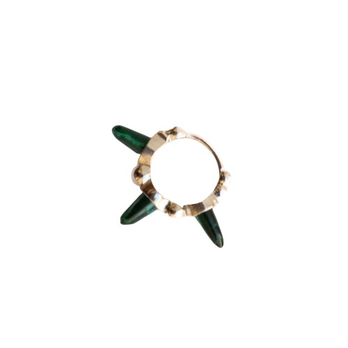 SILVER MINI PUNKY EARRING MALACHITE