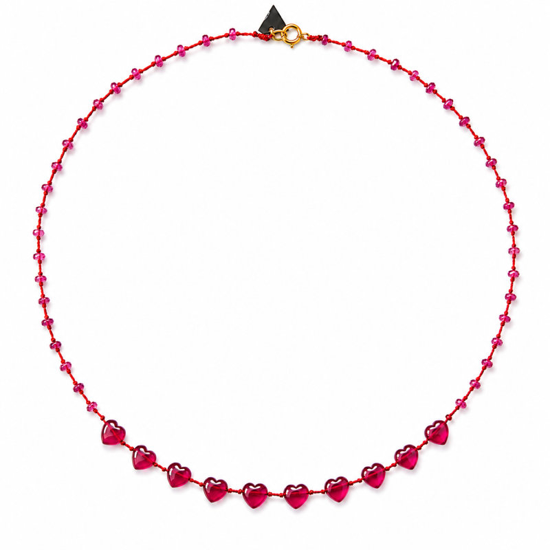 Collier coeur facette en rubis