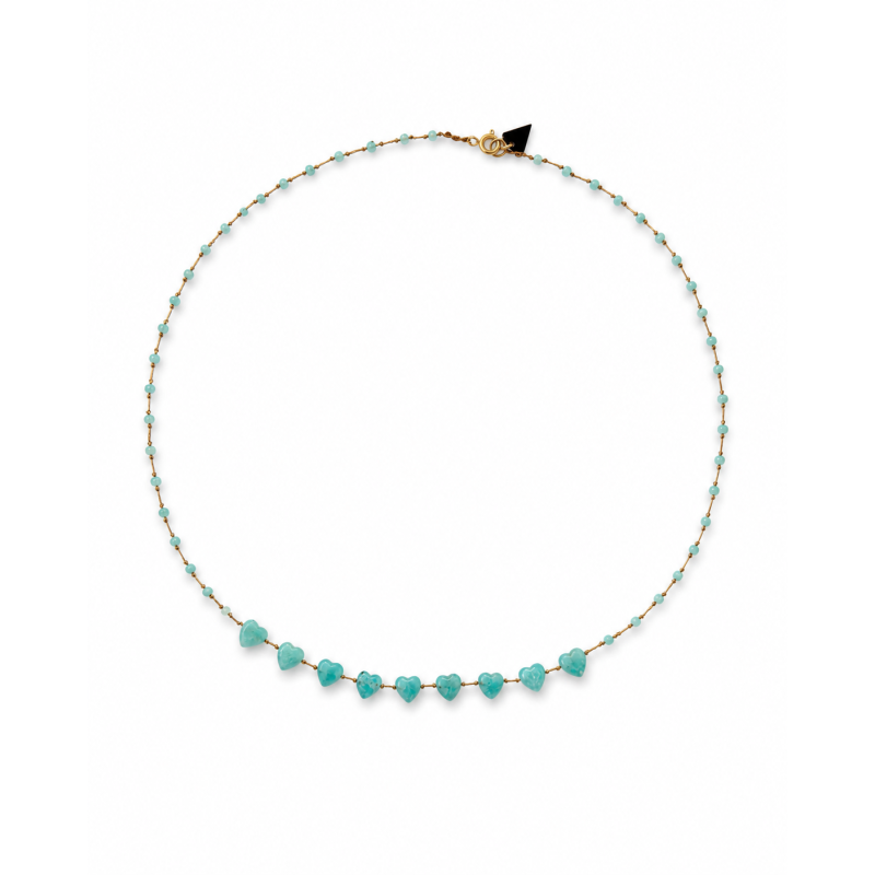 Collier coeur facette en amazonite