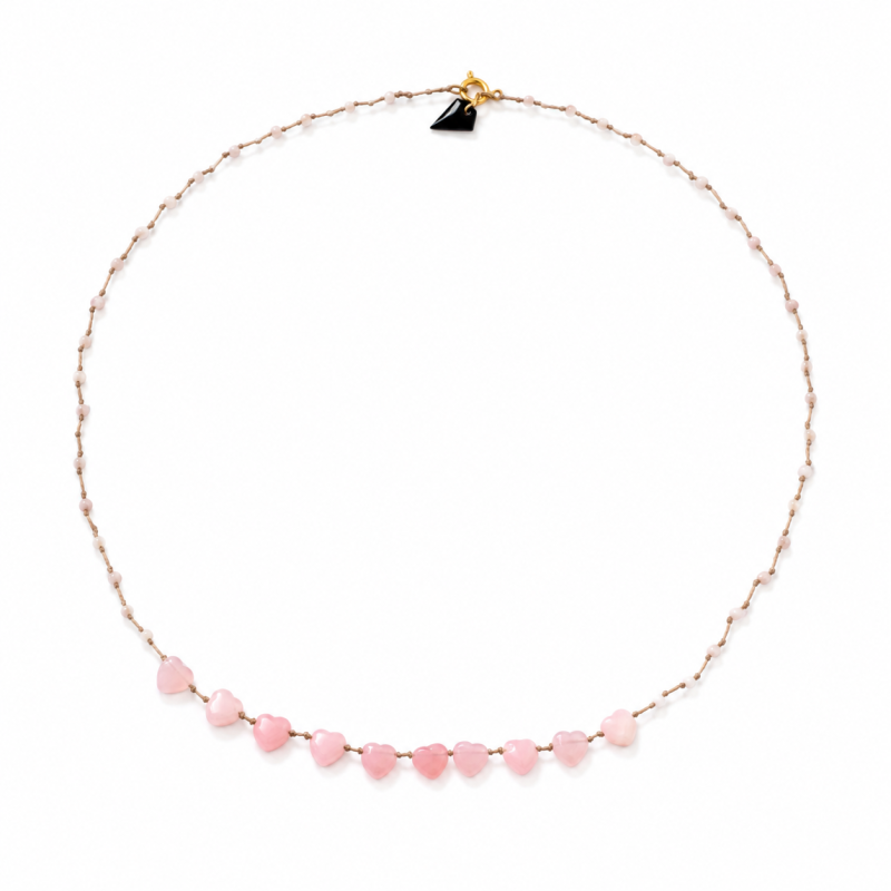 Collier coeur facette en Opale rose