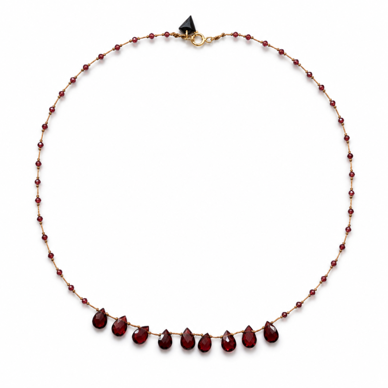 Collier goutte facette en grenat